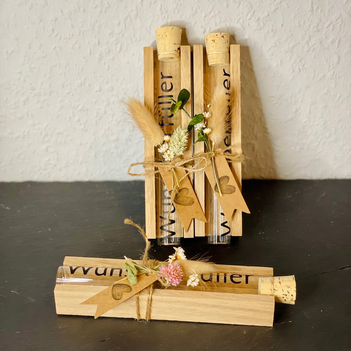 Geschenkset mit Reagenzglas-Wunscherfüller – Persönliche Wunschgläser für besondere Anlässe Wunscherfüller Das Glückswerk