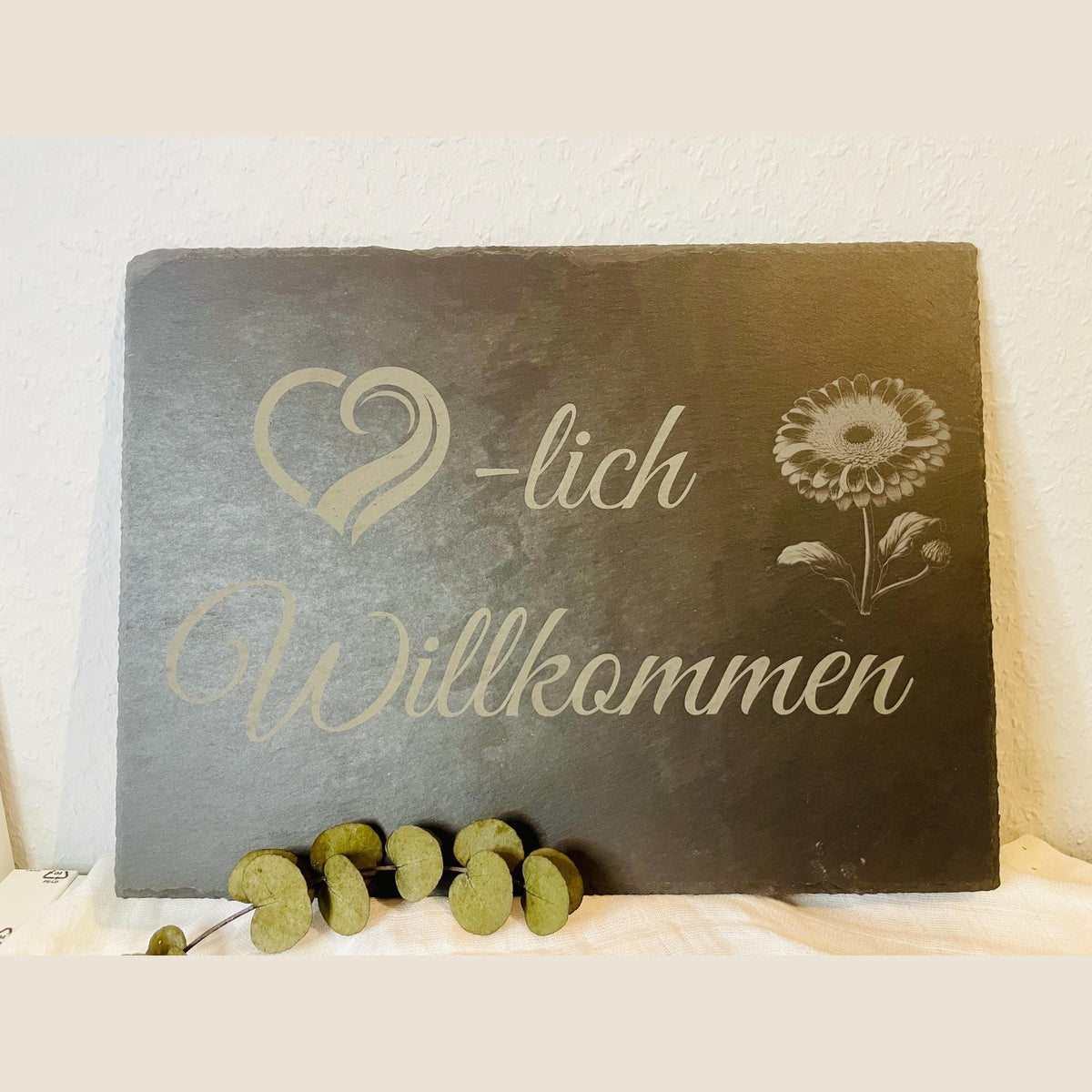 Willkommensschild aus Schiefer 30x40cm Türschild Das Glückswerk