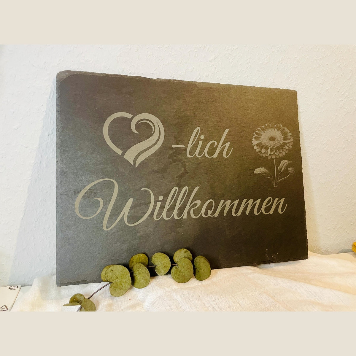 Willkommensschild aus Schiefer 30x40cm Türschild Das Glückswerk