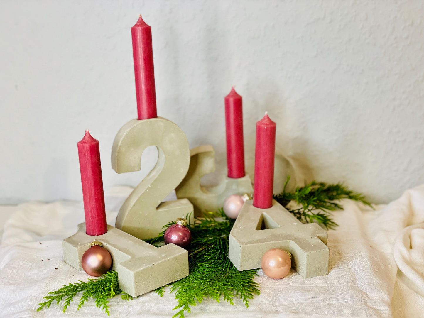Adventskranz zahlen Weihnachtsdekoration Winterzeit für Stabkerzen Kerzen 1 2 3 4 Das Glückswerk