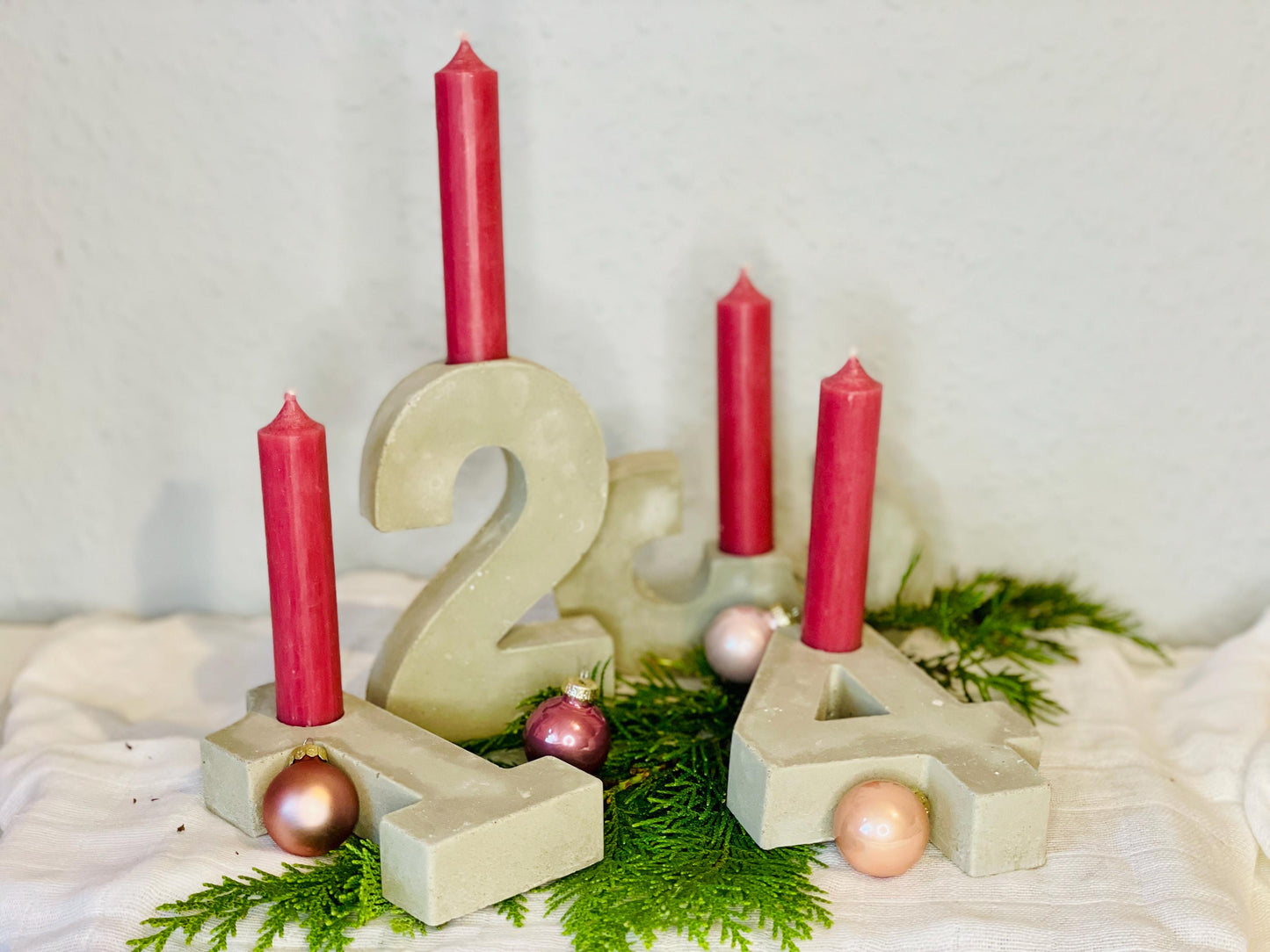 Adventskranz zahlen Weihnachtsdekoration Winterzeit für Stabkerzen Kerzen 1 2 3 4 Das Glückswerk