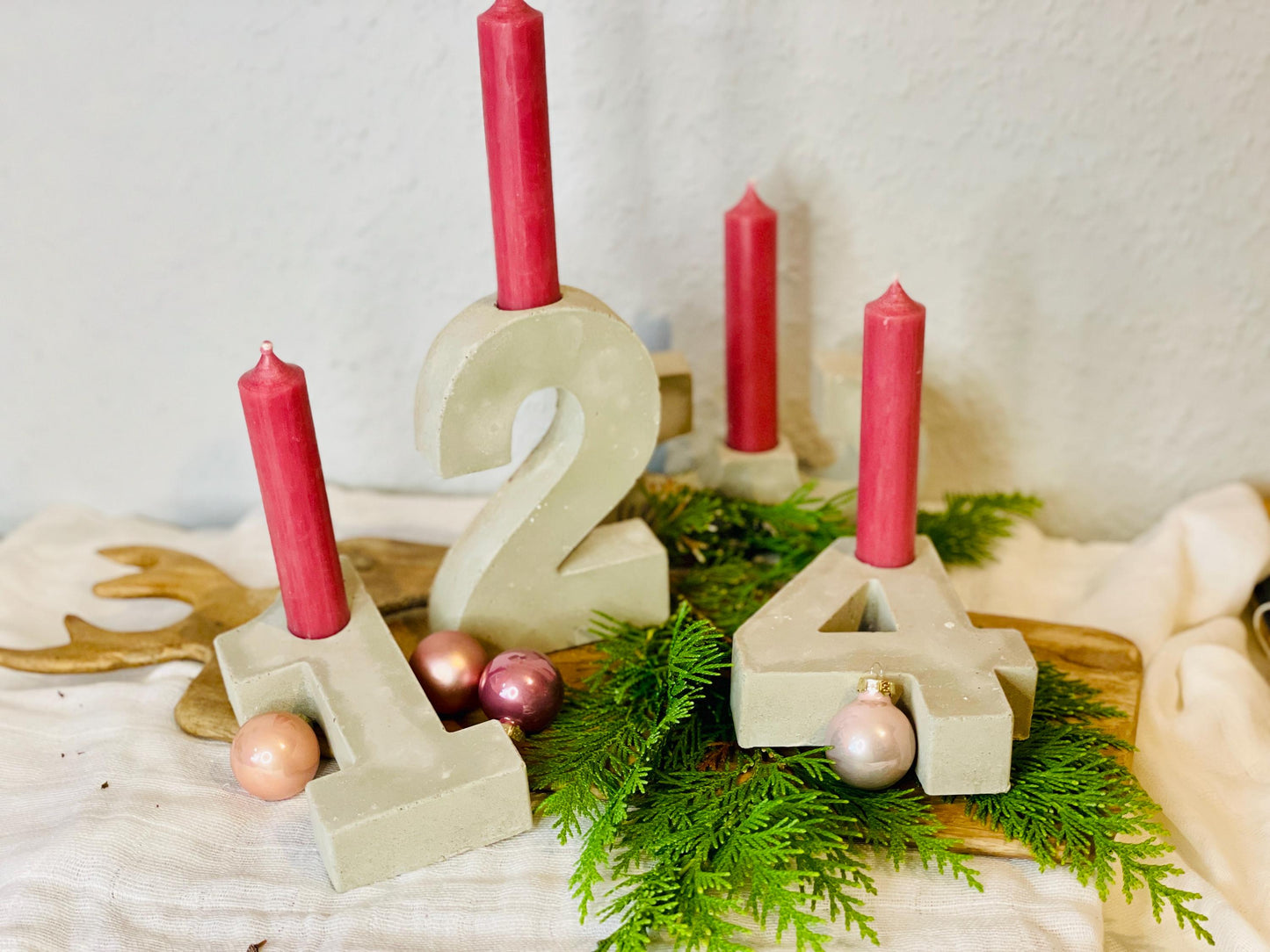 Adventskranz zahlen Weihnachtsdekoration Winterzeit für Stabkerzen Kerzen 1 2 3 4 Das Glückswerk