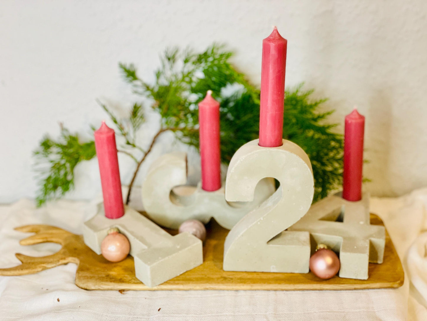 Adventskranz zahlen Weihnachtsdekoration Winterzeit für Stabkerzen Kerzen 1 2 3 4 Das Glückswerk