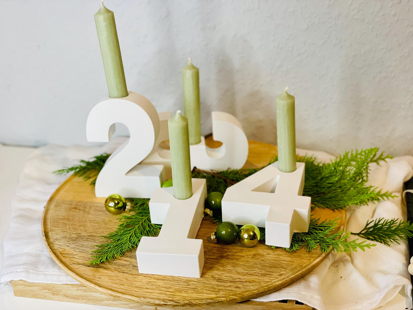 Adventskranz zahlen Weihnachtsdekoration Winterzeit für Stabkerzen Kerzen 1 2 3 4 Das Glückswerk