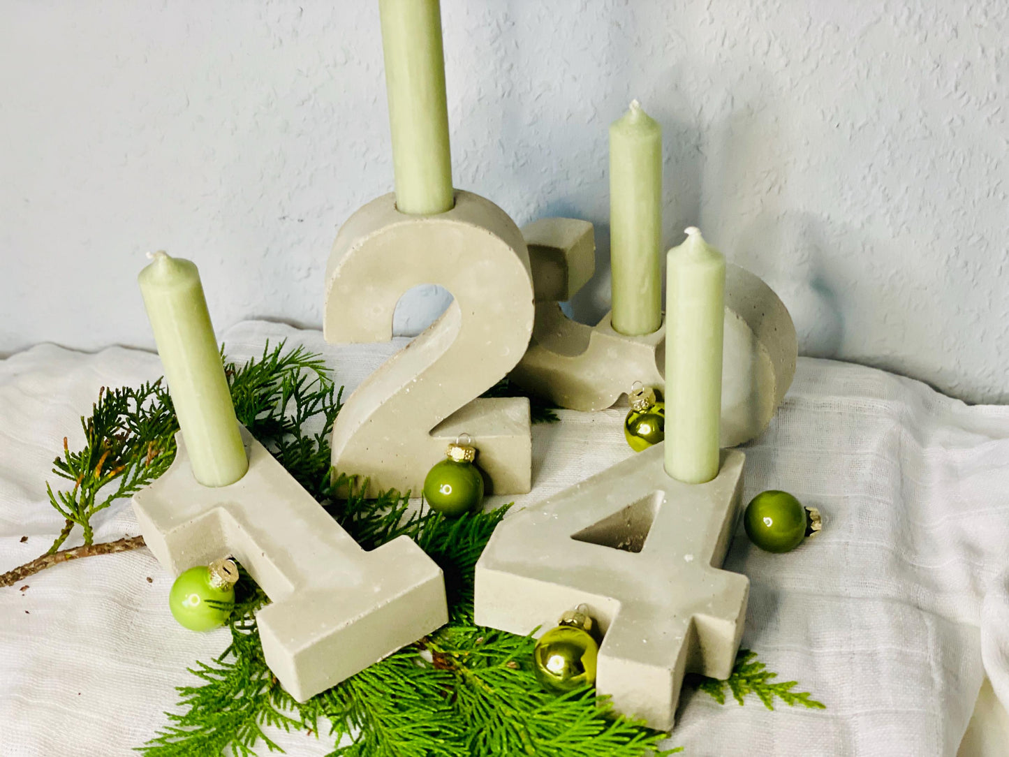 Adventskranz zahlen Weihnachtsdekoration Winterzeit für Stabkerzen Kerzen 1 2 3 4 Das Glückswerk