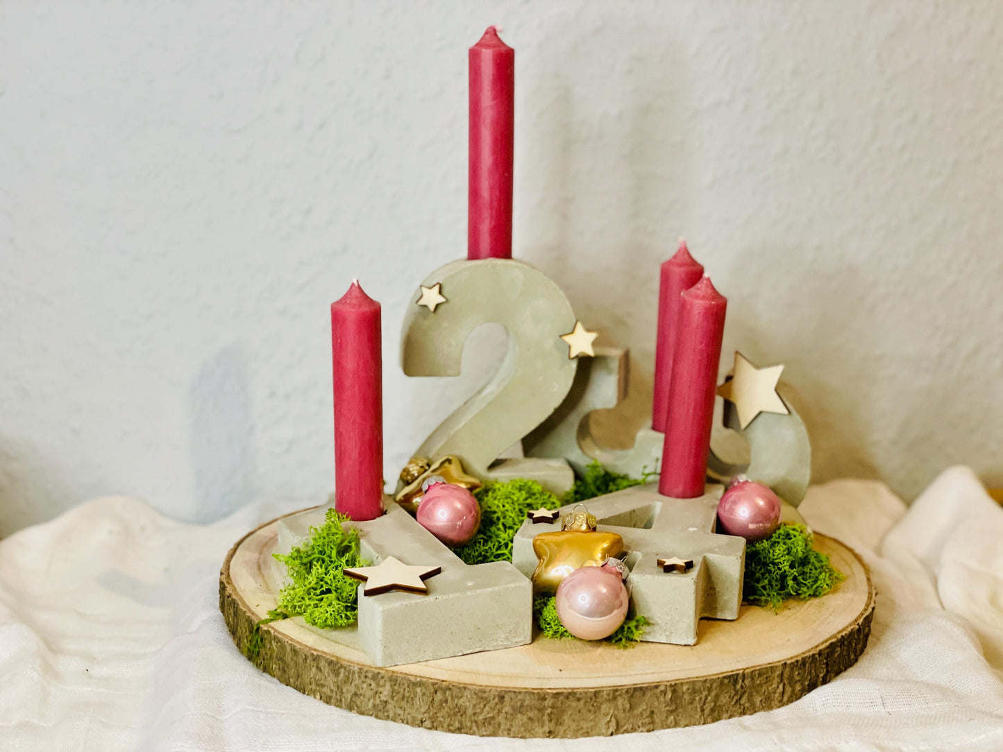 Adventskranz zahlen Weihnachtsdekoration Winterzeit für Stabkerzen Kerzen 1 2 3 4 Das Glückswerk