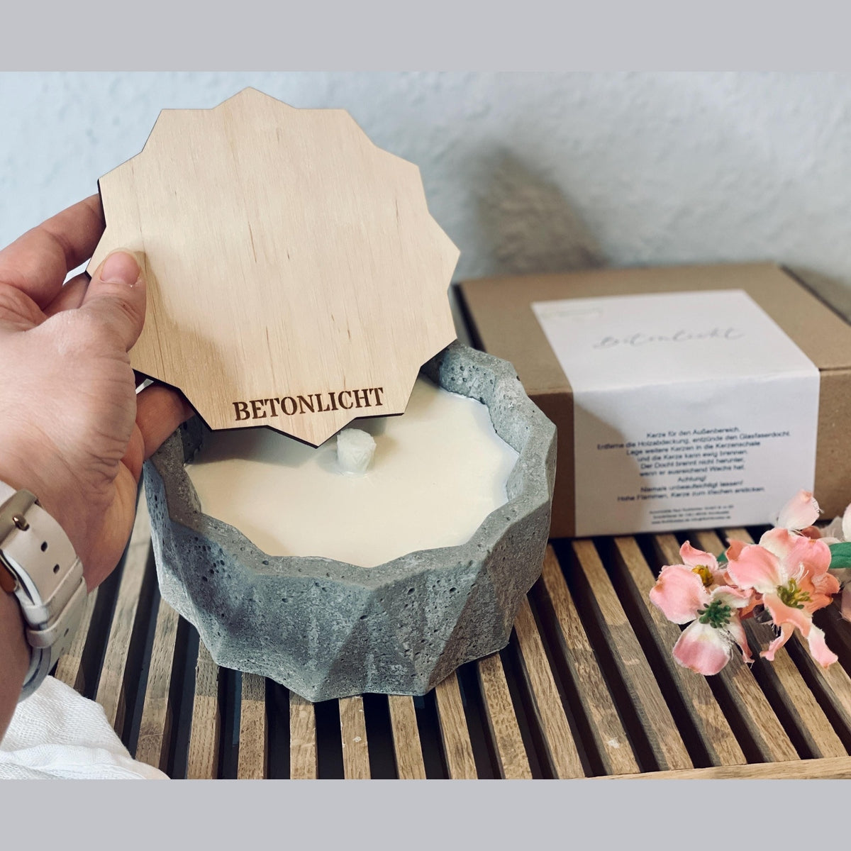 Elegante Graue Betonkerze – Zeitlose Dauerkerze aus Beton - outdoor Kerze als geschenkidee für Mama oder Oma Betonkerze Das Glückswerk