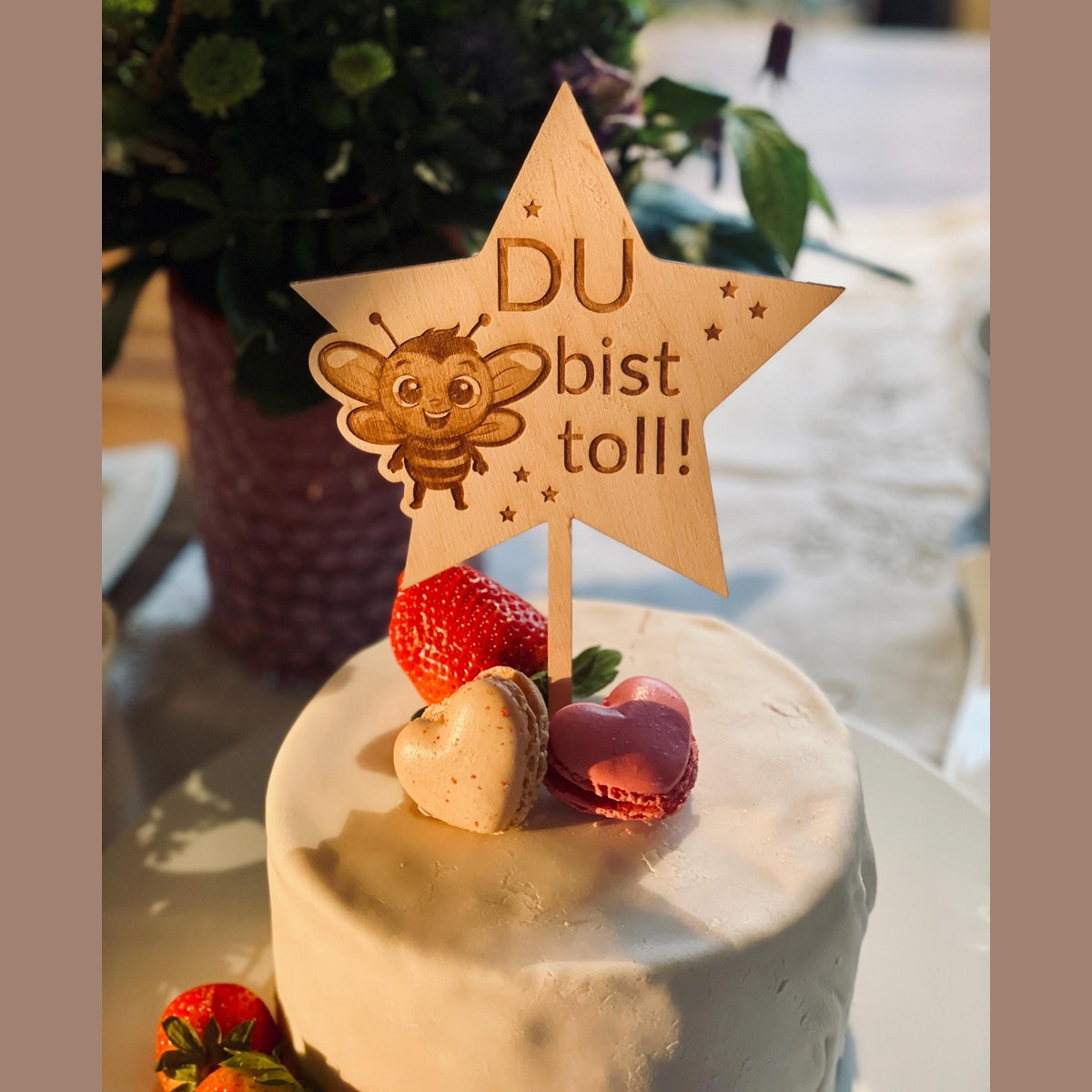 Cake Topper für die Geburtstorte für Kinder – Wunsch-Tier in Sternform mit „Du bist toll“ cake Topper Das Glückswerk
