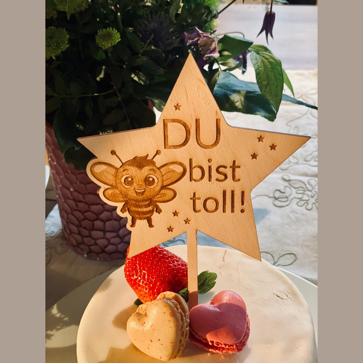 Cake Topper für die Geburtstorte für Kinder – Wunsch-Tier in Sternform mit „Du bist toll“ cake Topper Das Glückswerk
