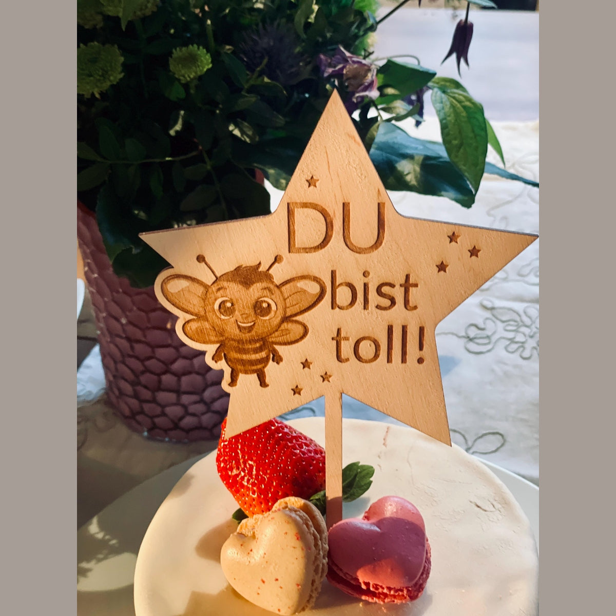 Cake Topper für die Geburtstorte für Kinder – Wunsch-Tier in Sternform mit „Du bist toll“ cake Topper Das Glückswerk