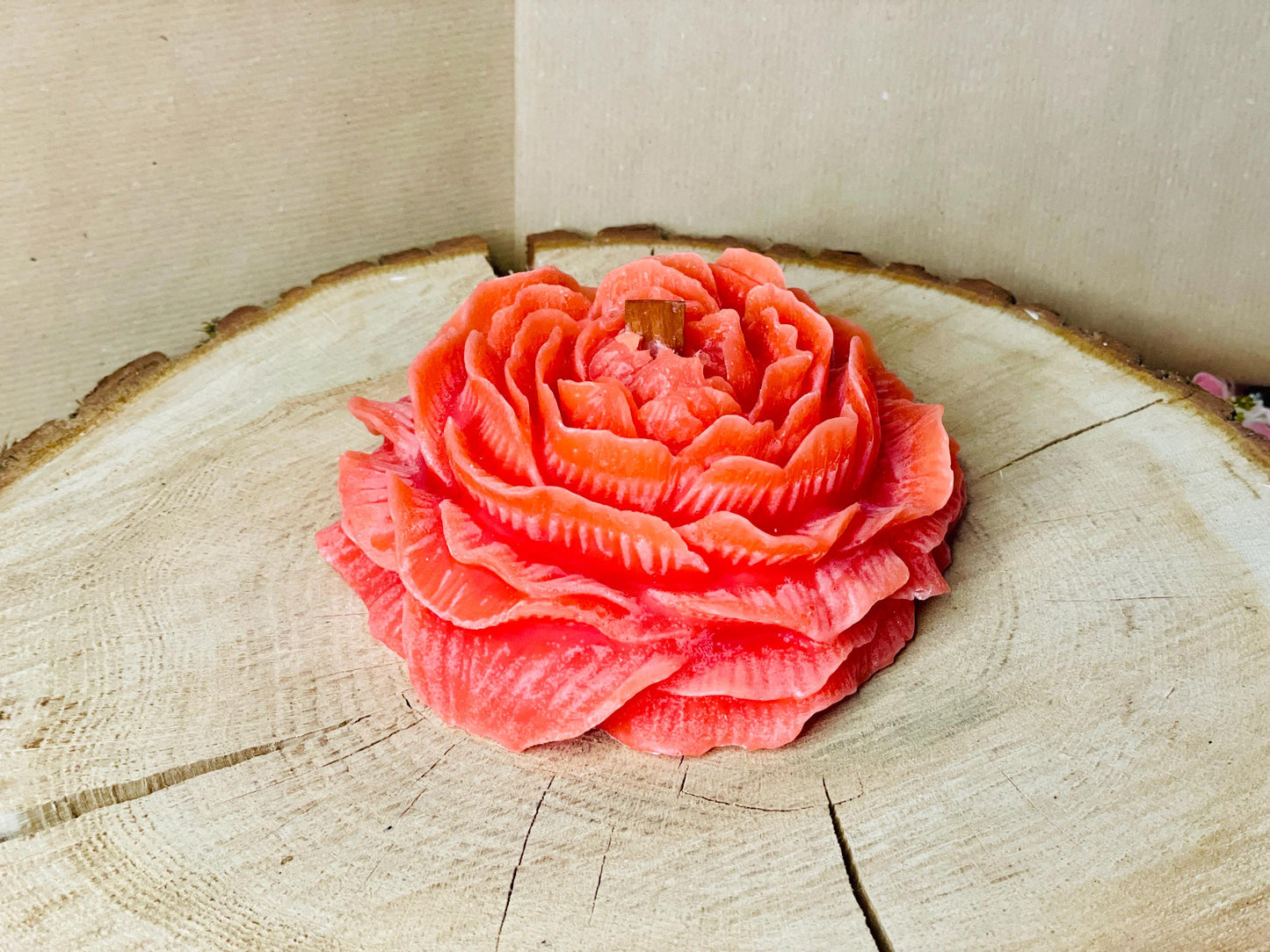 Rosenkerze groß 18 cm, Holzdocht, handgegossen aus Sojawachs, Deko Wohnzimmer, DasGlueckswerk, Dekoration, Taper Candles, Soya