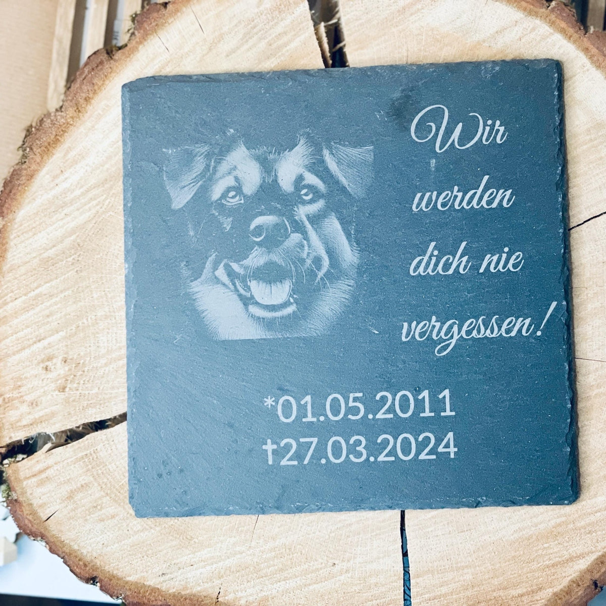 Schiefertafel als Grabstein für Haustiere - Beerdigung Katze Hund Kaninchen Aufsteller Das Glückswerk