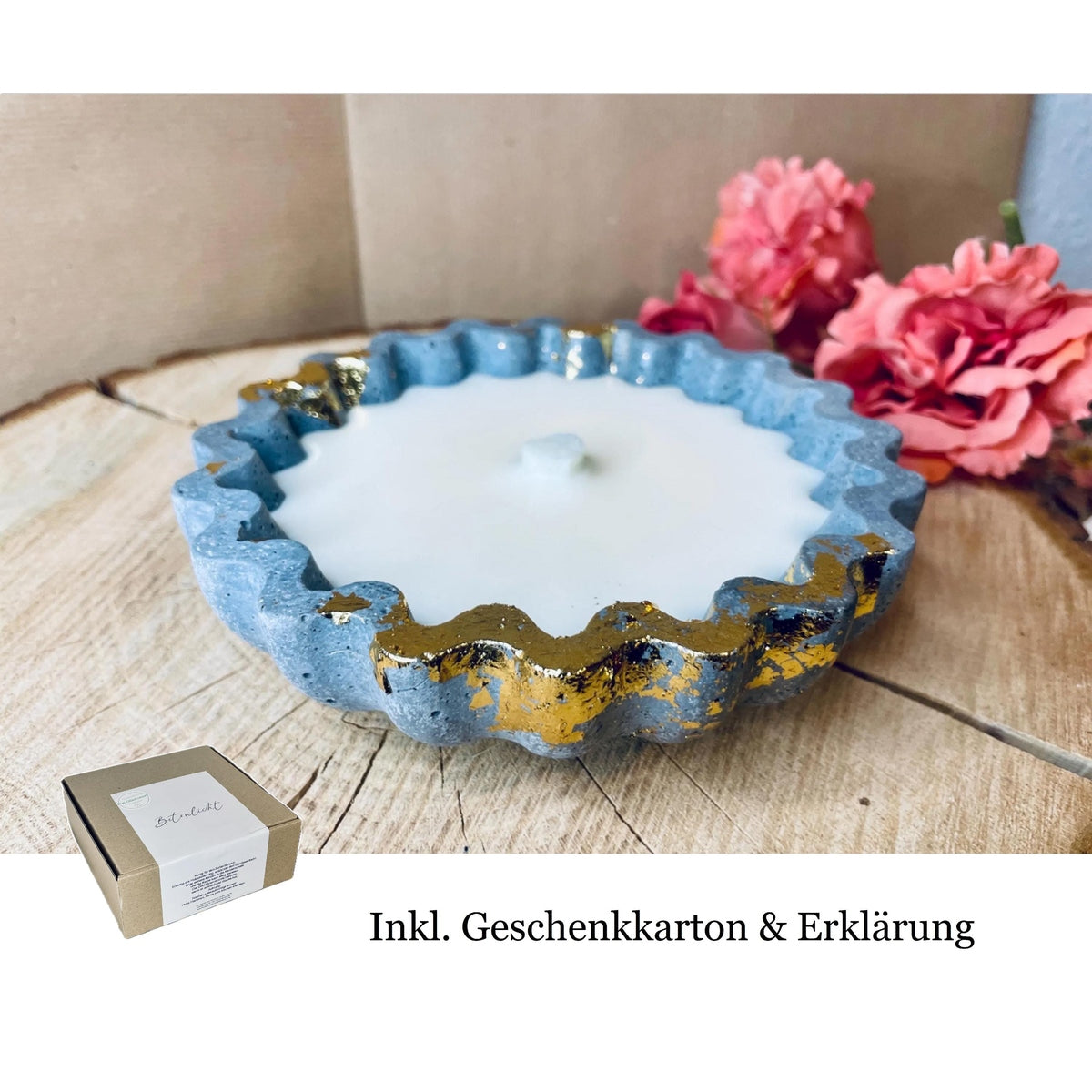Betonkerze - edele Kerze, Sonderedition „BLACK&GOLD“ im Geschenkkarton Outdoor-Kerze Betonkerze Das Glückswerk
