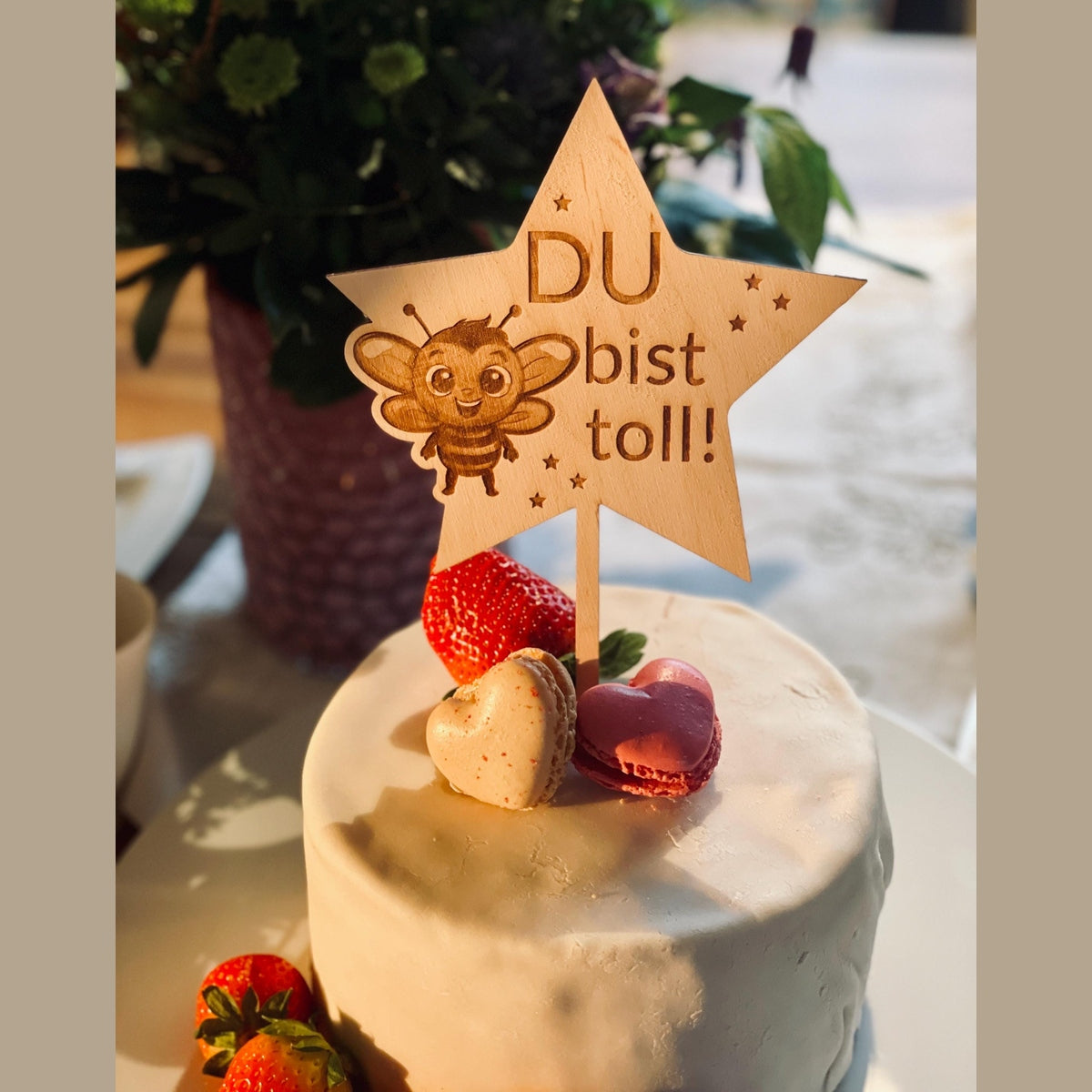 Cake Topper für die Geburtstorte für Kinder – Wunsch-Tier in Sternform mit „Du bist toll“ cake Topper Das Glückswerk