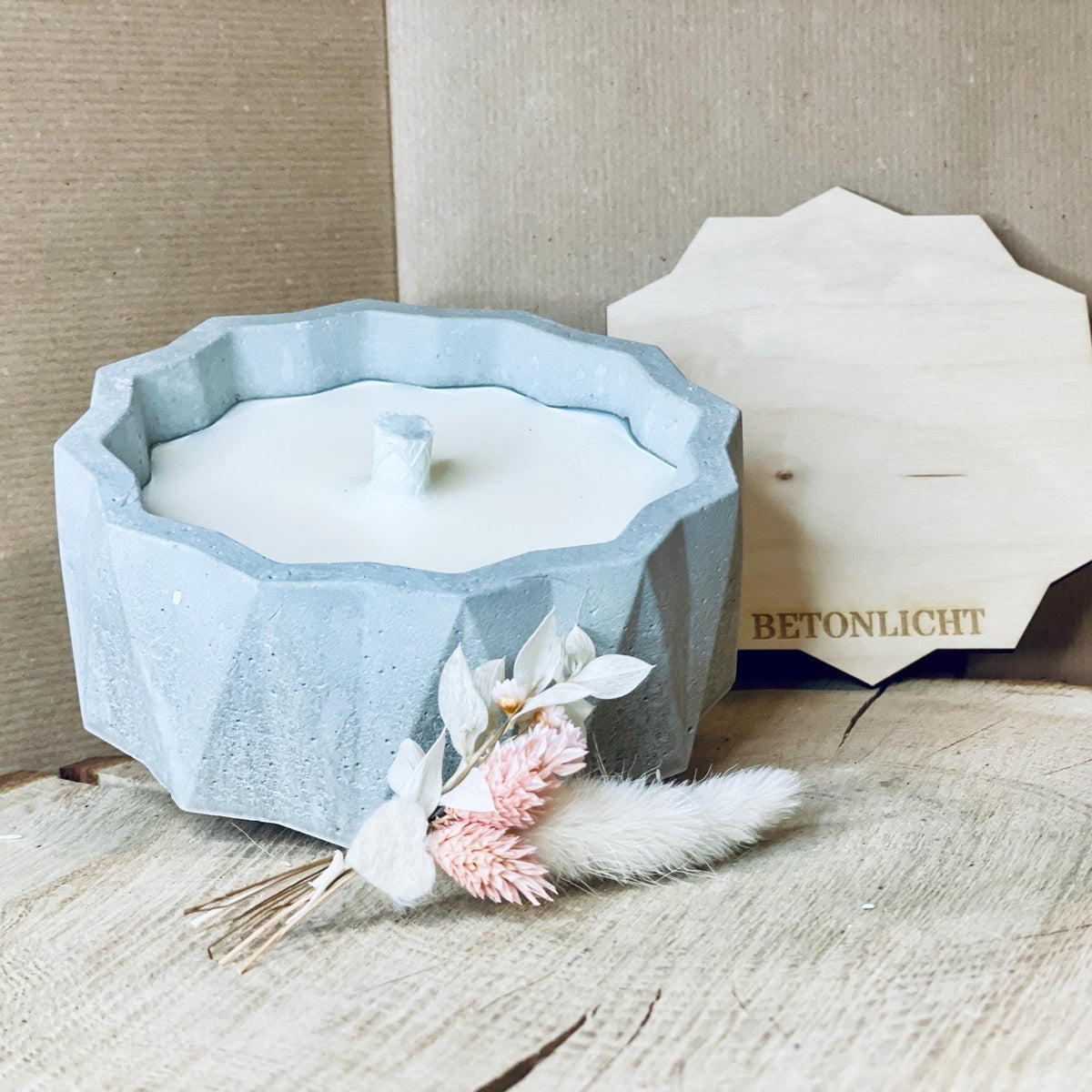 Elegante Graue Betonkerze – Zeitlose Dauerkerze aus Beton - outdoor Kerze als geschenkidee für Mama oder Oma Betonkerze Das Glückswerk