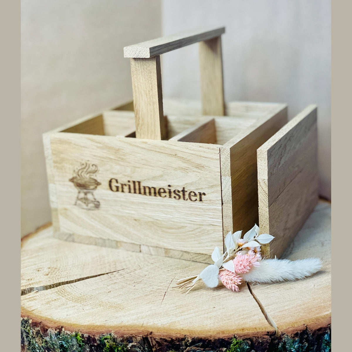 Grillkorb Besteckkorb individualisierbar aus Holz Besteckkorb Das Glückswerk
