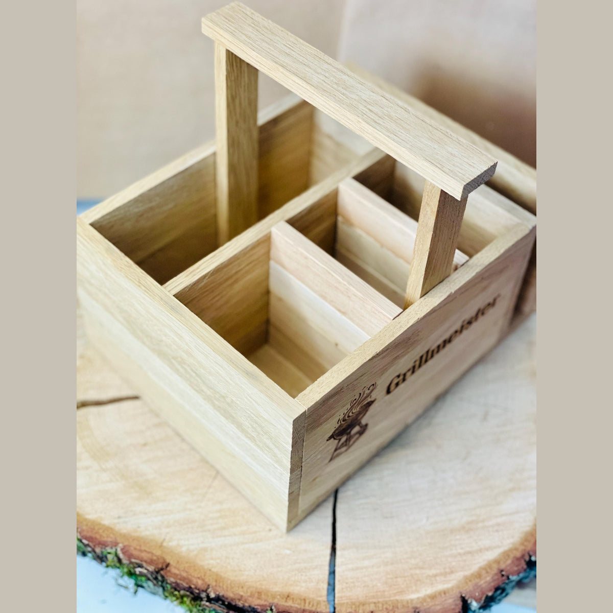 Grillkorb Besteckkorb individualisierbar aus Holz Besteckkorb Das Glückswerk