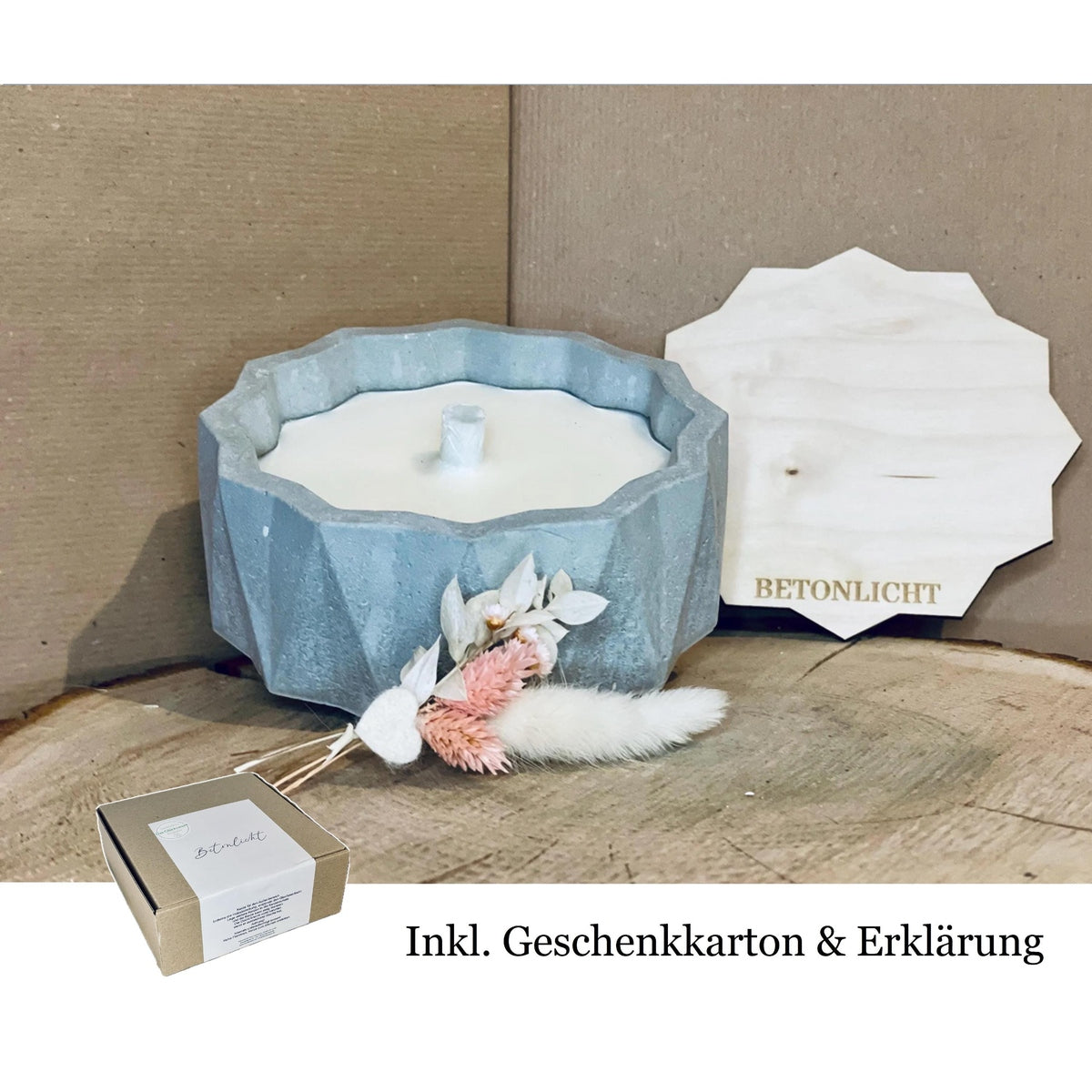 Elegante Graue Betonkerze – Zeitlose Dauerkerze aus Beton - outdoor Kerze als geschenkidee für Mama oder Oma Betonkerze Das Glückswerk