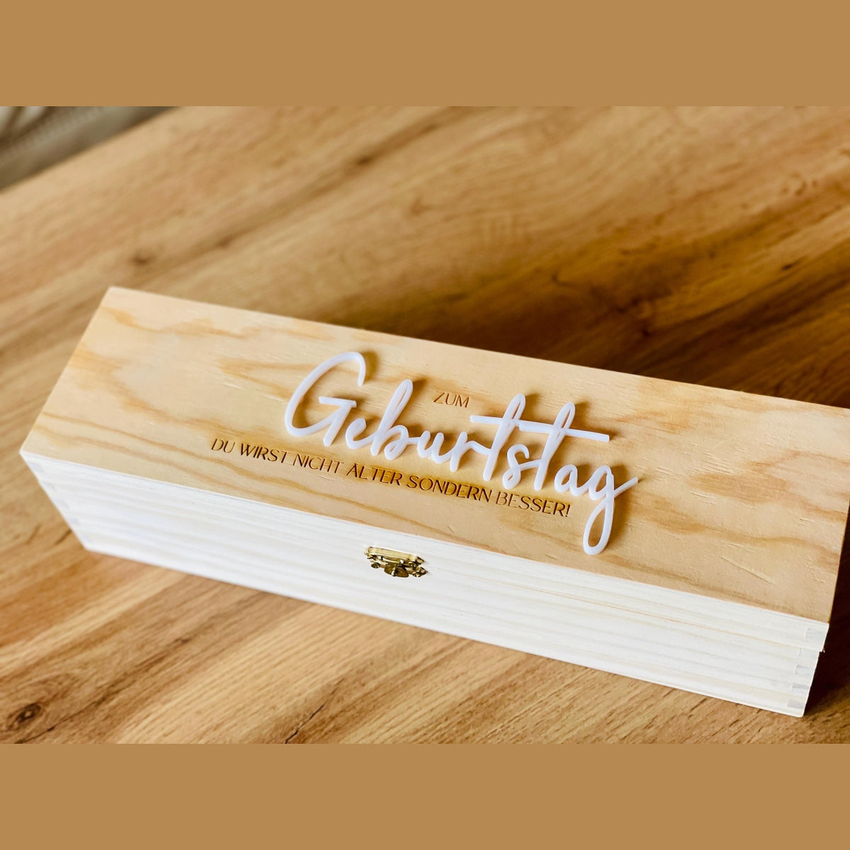 Personalisierte Weinkiste zum Geburtstag – Holzbox mit Gravur, liebevolles Geschenk Weinbox Das Glückswerk