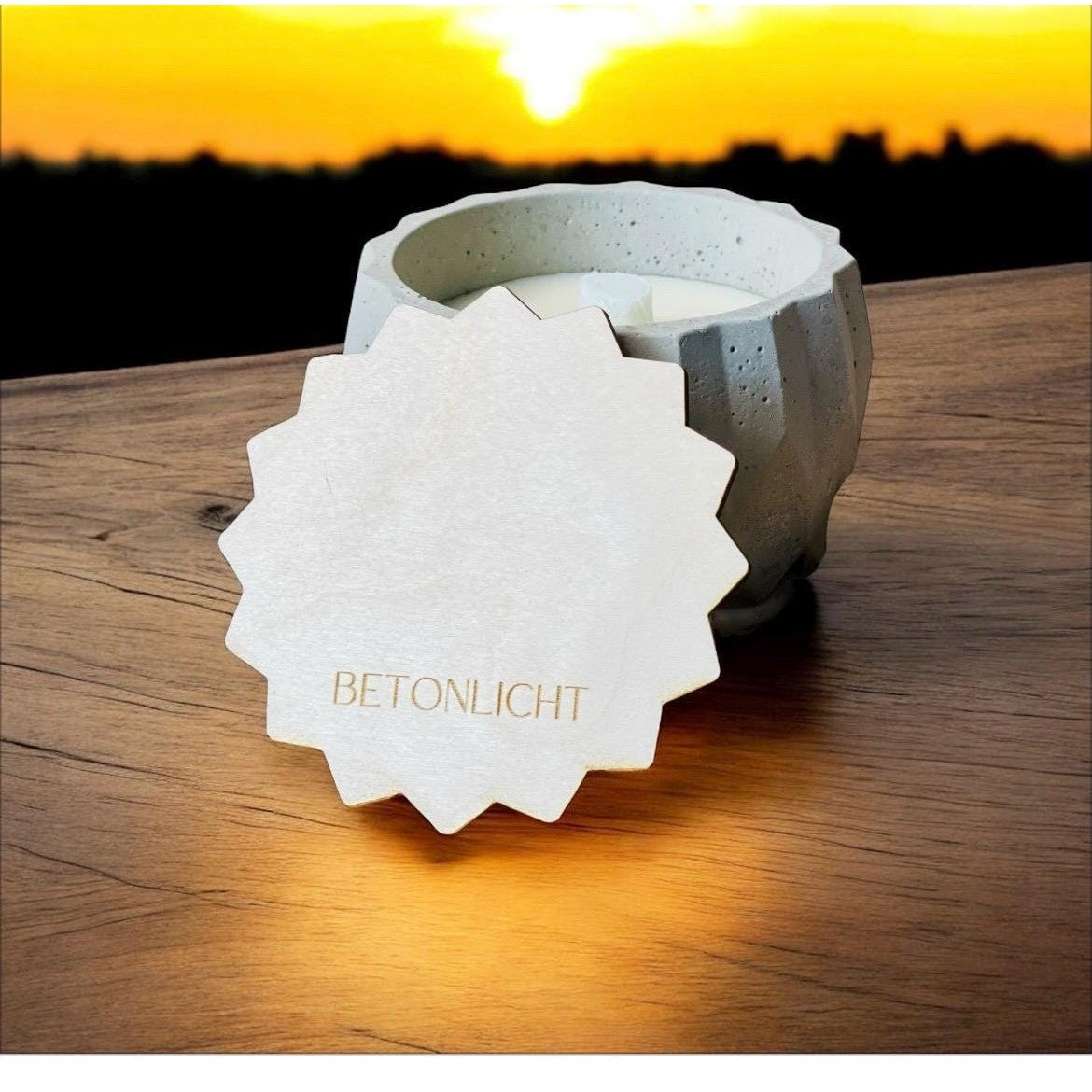 Edele eckige handmade Betonkerze „Betonlicht“ – langlebige Dekokerze mit Gravur, Dauerdocht für stimmungsvolles Licht Betonkerze Das Glückswerk