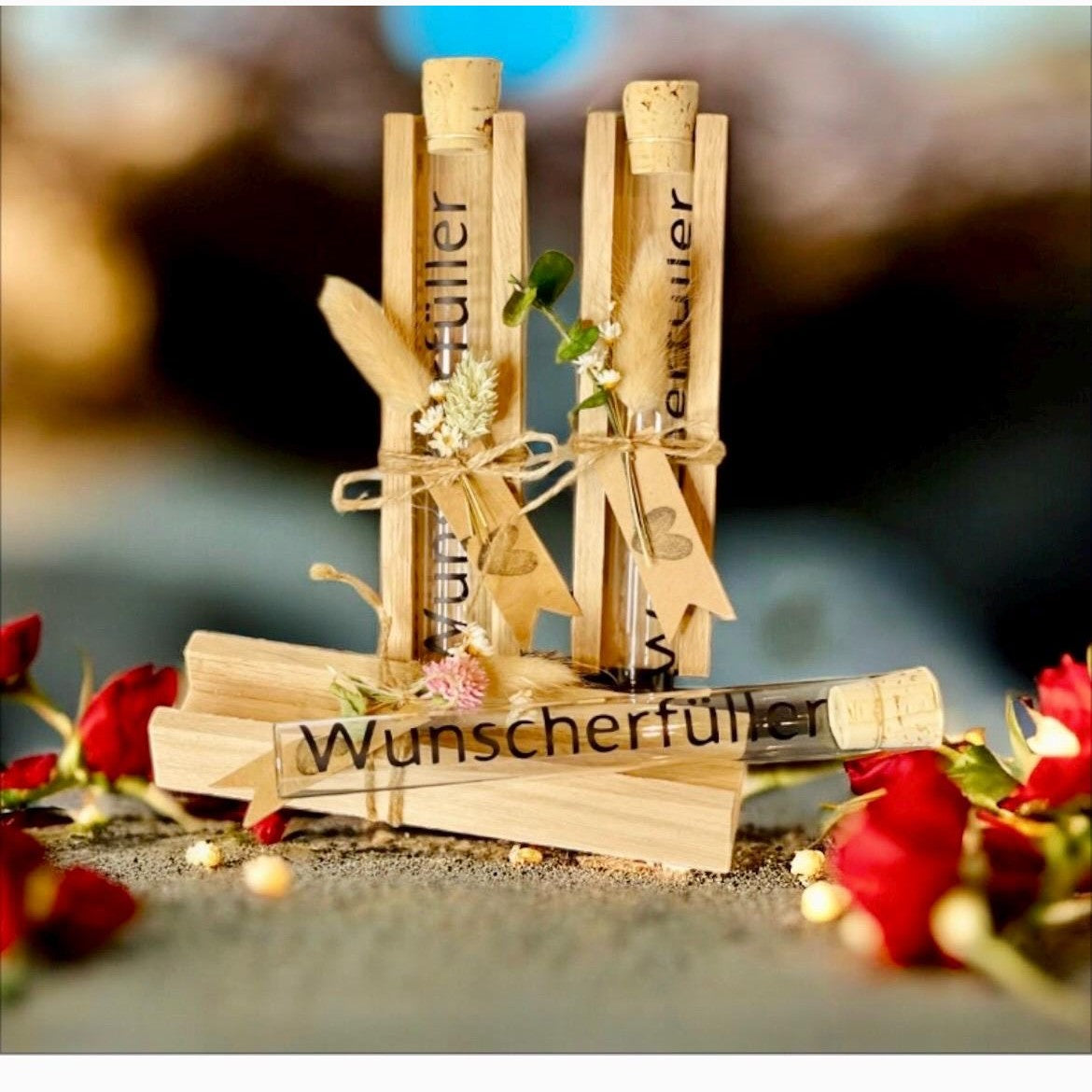 Geschenkset mit Reagenzglas-Wunscherfüller – Persönliche Wunschgläser für besondere Anlässe Wunscherfüller Das Glückswerk