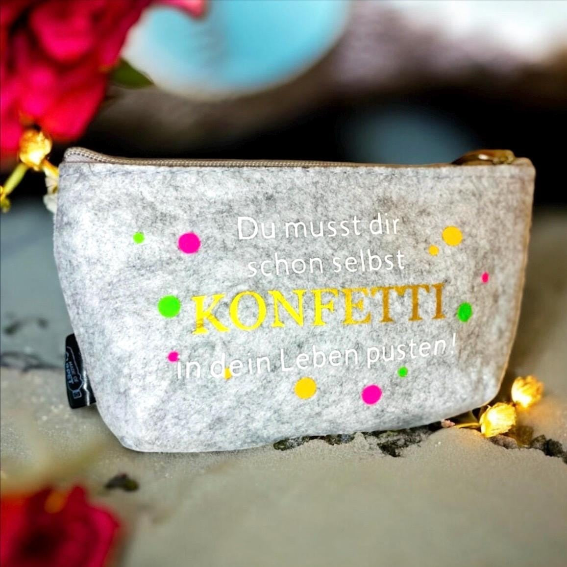 Kleine Tache als kosmetiktasche Schminktasche Kulturtasche mit Spruch Konfetti für Mama beste Freundin Lieblings Mensch LieblingsDinge Tasche Das Glückswerk