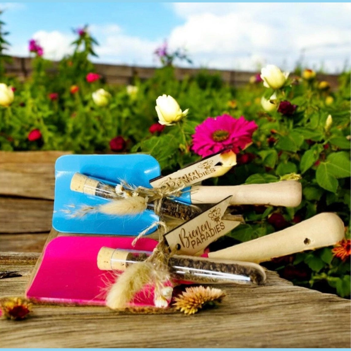 Schaufel mit Blumensamen "Bienenparadies" Gartendeko Das Glückswerk