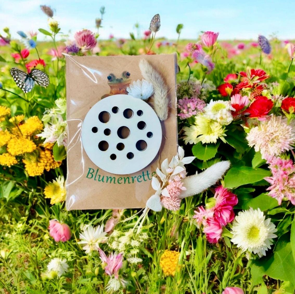 Blumenretter naturbelassen aus Holz nett verpackt passend für Glück Gläser Blumenretter Das Glückswerk