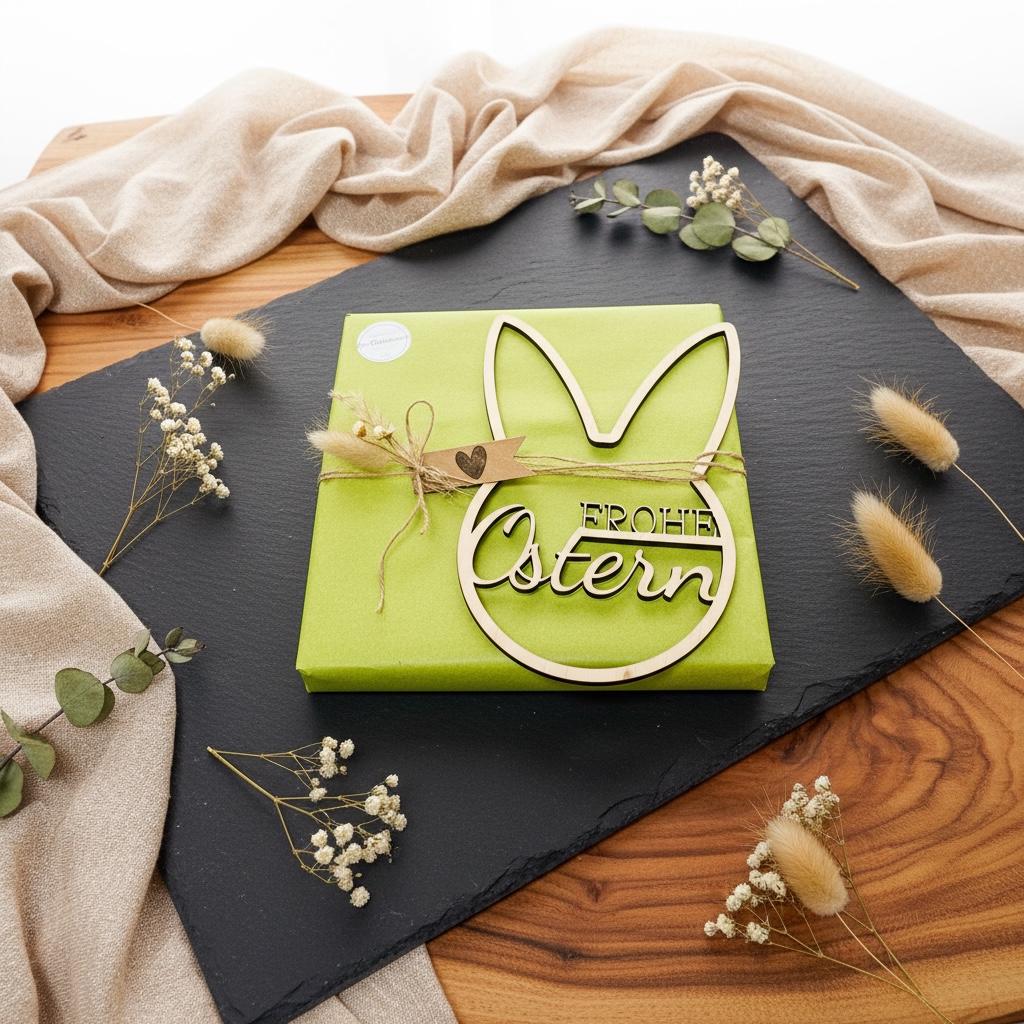 Osterhase aus Holz mit Trockenblumen, DasGlueckswerk, Ostern, Miniatures, holz