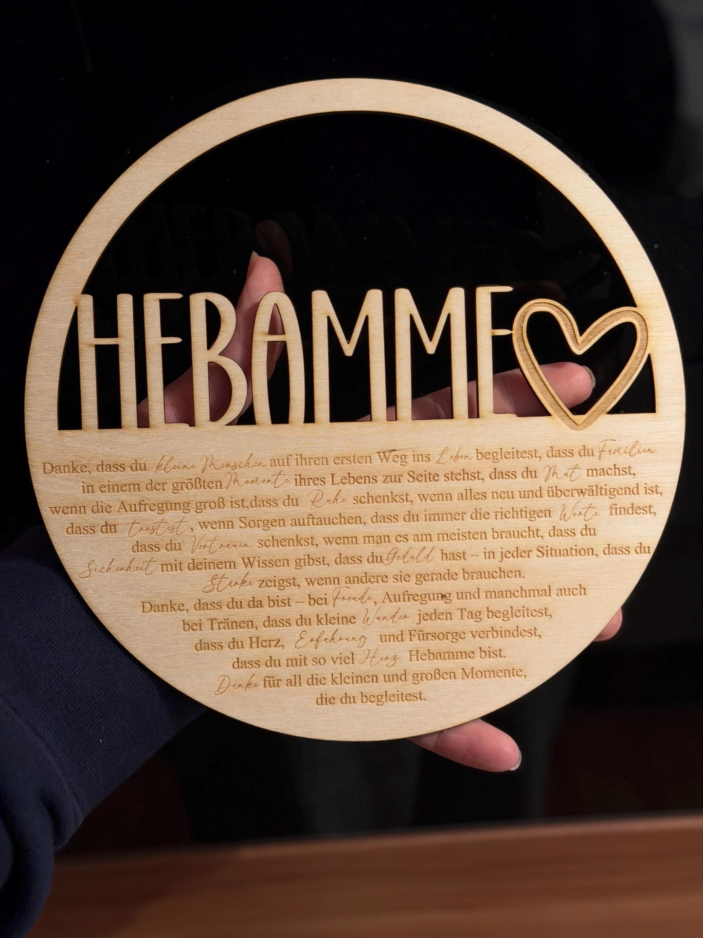 Hebamme Geschenk Holzkranz personalisiert – Dankeschön Hebamme Geburt Geschenkidee Hebammen Abschied Geburtsbegleitung Holz Deko Das Glückswerk