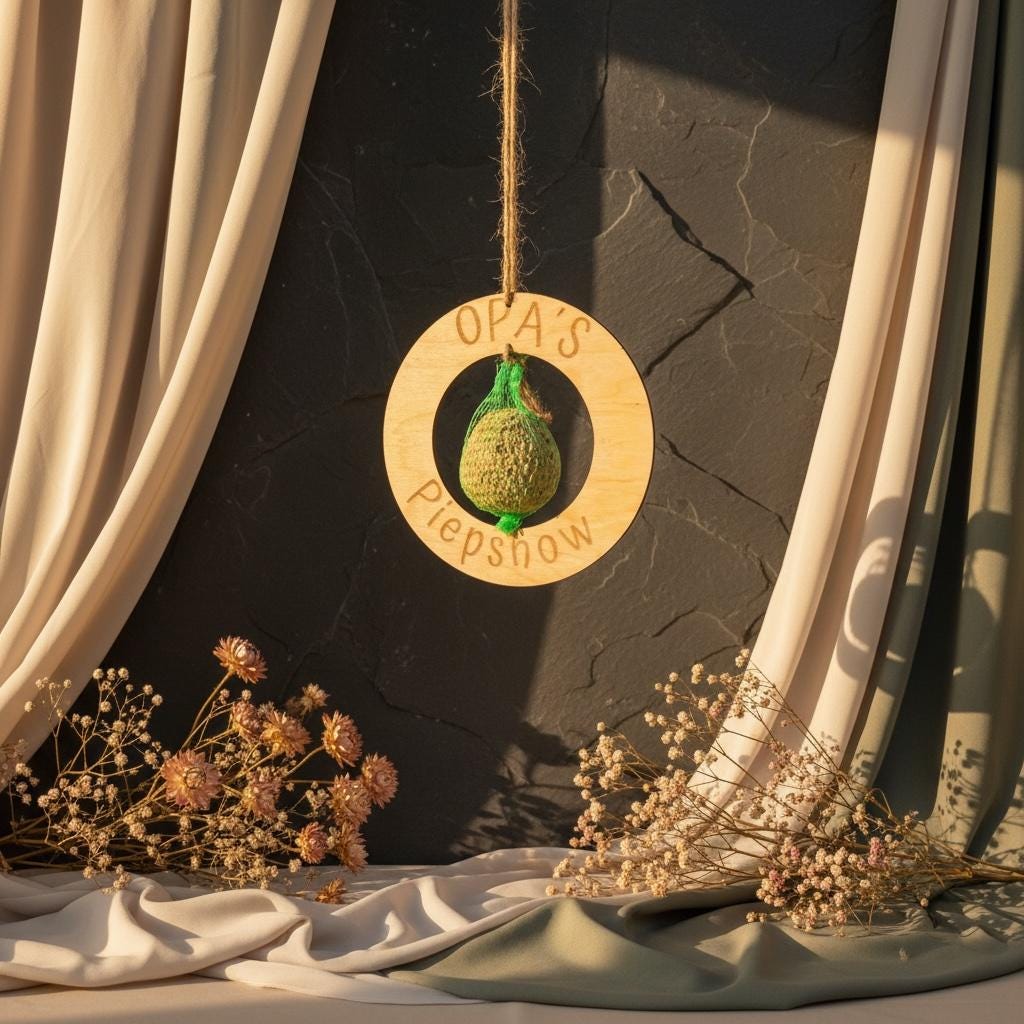 Vogelfutterstation Holz mit Gravur Opas Piepshow, Meisenknödel Halter, Geschenk für Opa, DasGlueckswerk, Dekoration, Bird Feeders,