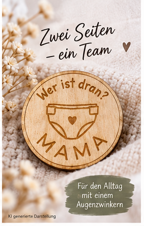 Windelmünze Wer ist dran – humorvolle Geschenkidee für Mama und Papa