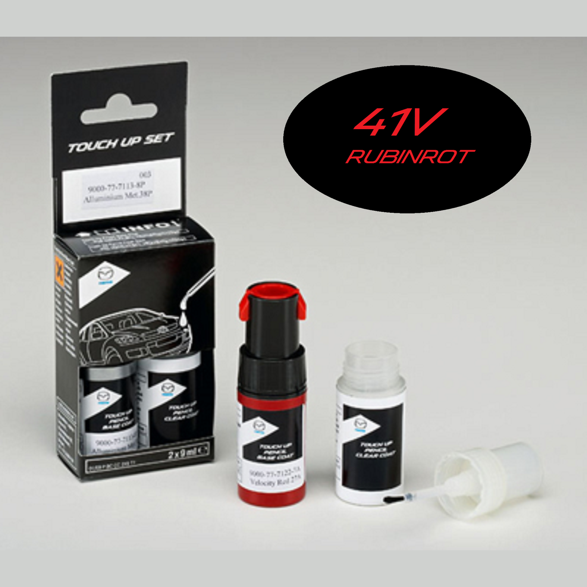 Mazda Lackstift Set (2x9ml) Lackreparatur Zubehör Außenausstattung Mazda 41V Soul Red Metallic - Rubinrot Metalic