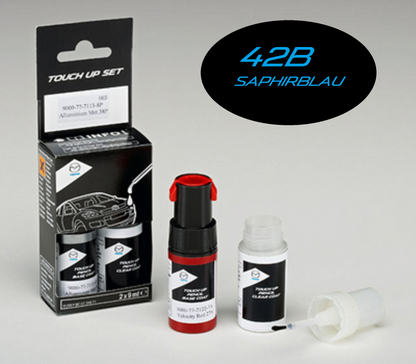 Mazda Lackstift Set (2x9ml) Lackreparatur Zubehör Lackstift Mazda 42B Blue Reflex Mica