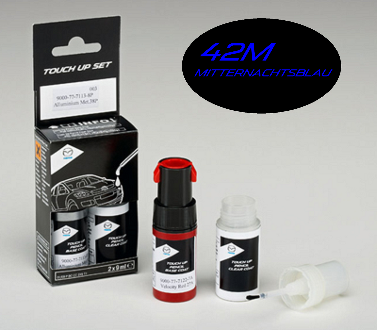 Mazda Lackstift Set (2x9ml) Lackreparatur Zubehör Lackstift Mazda 42M Deep Crystal Blue Metallic - Mitternachtsbal