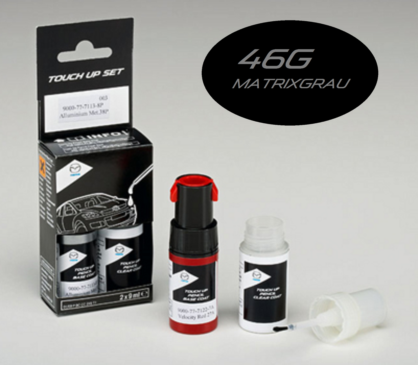 Mazda Lackstift Set (2x9ml) Lackreparatur Zubehör Lackstift Mazda 46G Machine Grey - Matrixgrau Metalic