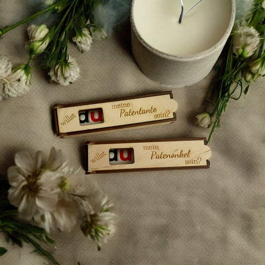 Schokoriegel Geschenk Box für willst du Patentante Patenonkel sein? schokoriegelbox Das Glückswerk