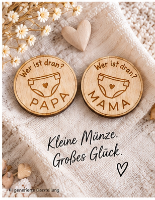 Das Glückswerk Windelmünze 2.0 – Geschenk zur Geburt und Baby Shower