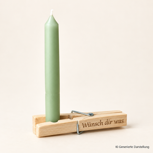Geburtstagskerze Wäscheklammer Set, Wunsch dir was Aufschrift, kleines Geschenk zum Geburtstag