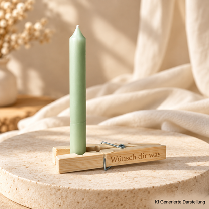 Geburtstagskerze Wäscheklammer Set, Wunsch dir was Aufschrift, kleines Geschenk zum Geburtstag