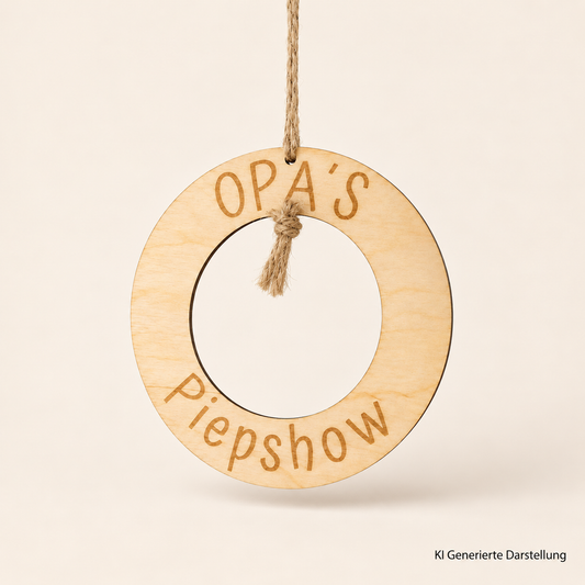 Vogelfutterstation Holz mit Gravur Opas Piepshow, Meisenknödel Halter, Geschenk für Opa