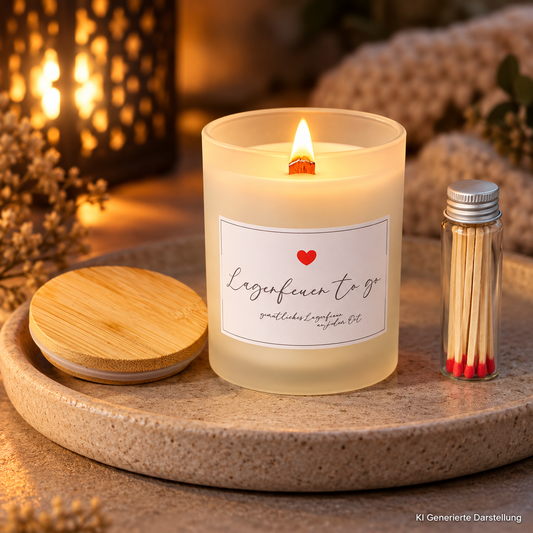 Lagerfeuer Kerze im Glas mit Holzdocht, knisternde Duftkerze Geschenkidee, Mitbringsel Männer Hochzeit