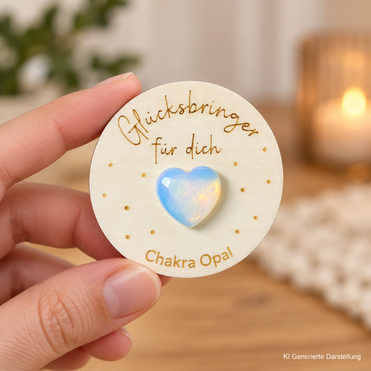 Glücksbringer Chakra Opal Herzform, kleines Deko Geschenk zur Aufmunterung