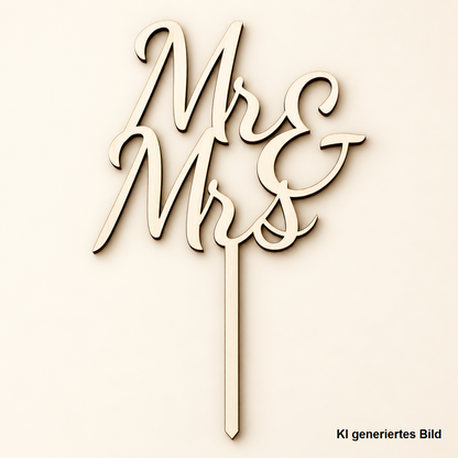 Cake Topper Mr & Mrs aus Holz, personalisierbar mit Initialen, Hochzeitstorten Deko