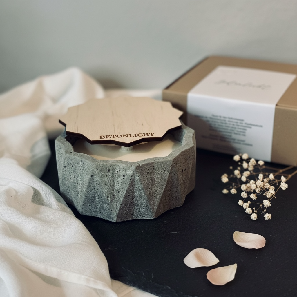 Elegante Graue Betonkerze – Zeitlose Dauerkerze aus Beton - outdoor Kerze als geschenkidee für Mama oder Oma Betonkerze Das Glückswerk