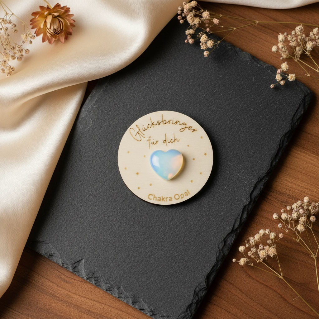 Glücksbringer mit chakra opal in Herzform Geschenk Das Glückswerk