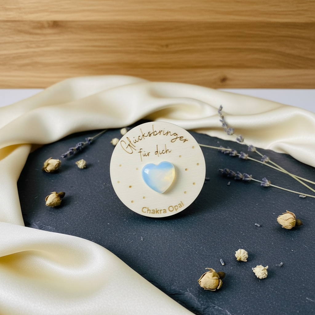 Glücksbringer mit chakra opal in Herzform Geschenk Das Glückswerk