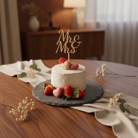 Cake topper mit "mr & Mrs" aus Holz für die Hochzeitstorte cake Topper Das Glückswerk