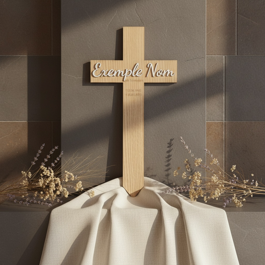 Kreuz vorläufiger Grabstein provisorisches grabreuz aus Holz mit weißem oder Schwarzem Namen aus Acryl