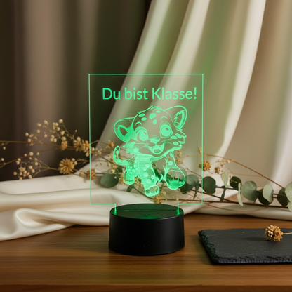Nachttischlampe mit buntem LED Licht in Trecker / einhorn Form, personalisieren möglich Nachtlicht Das Glückswerk